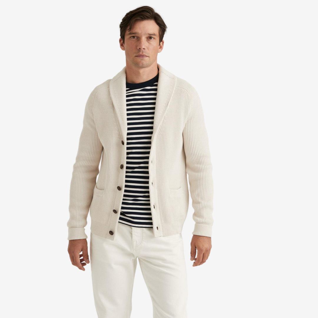 Brayden Shawl Cardigan Offwhite-Morris Stockholm-Phrase