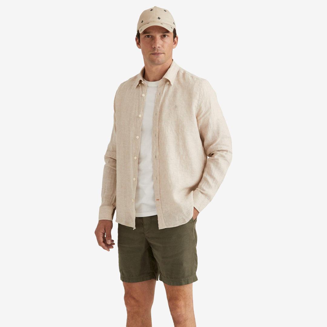 Douglas Linen Shirt Khaki-Morris Stockholm-Phrase