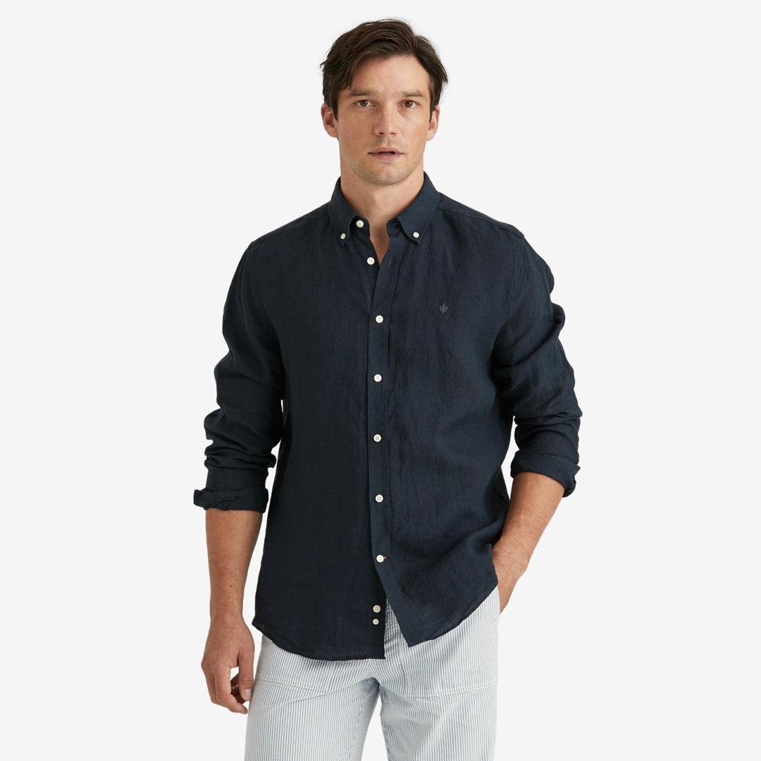 Douglas Linen Shirt Navy-Morris Stockholm-Phrase