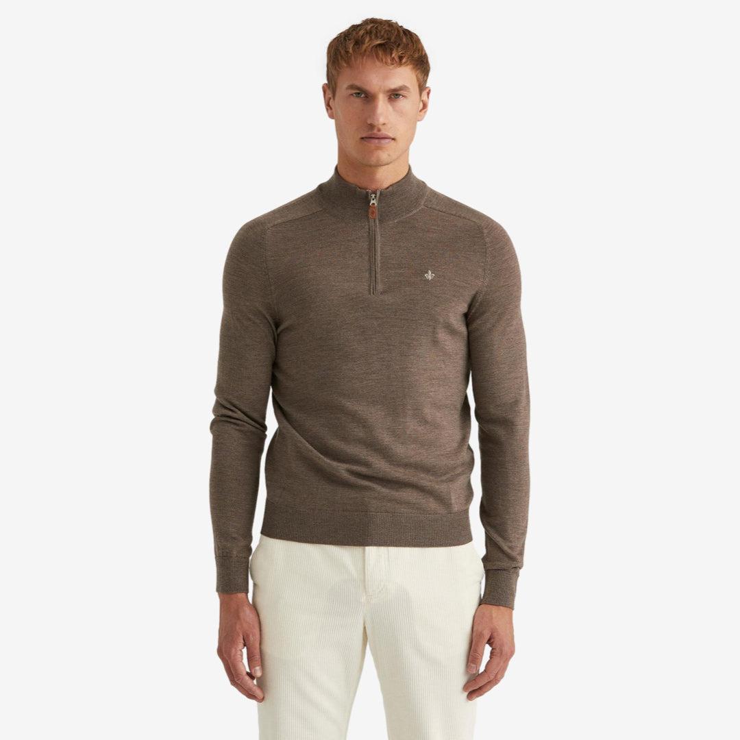 John Merino Half Zip Light Brown-Morris Stockholm-Phrase