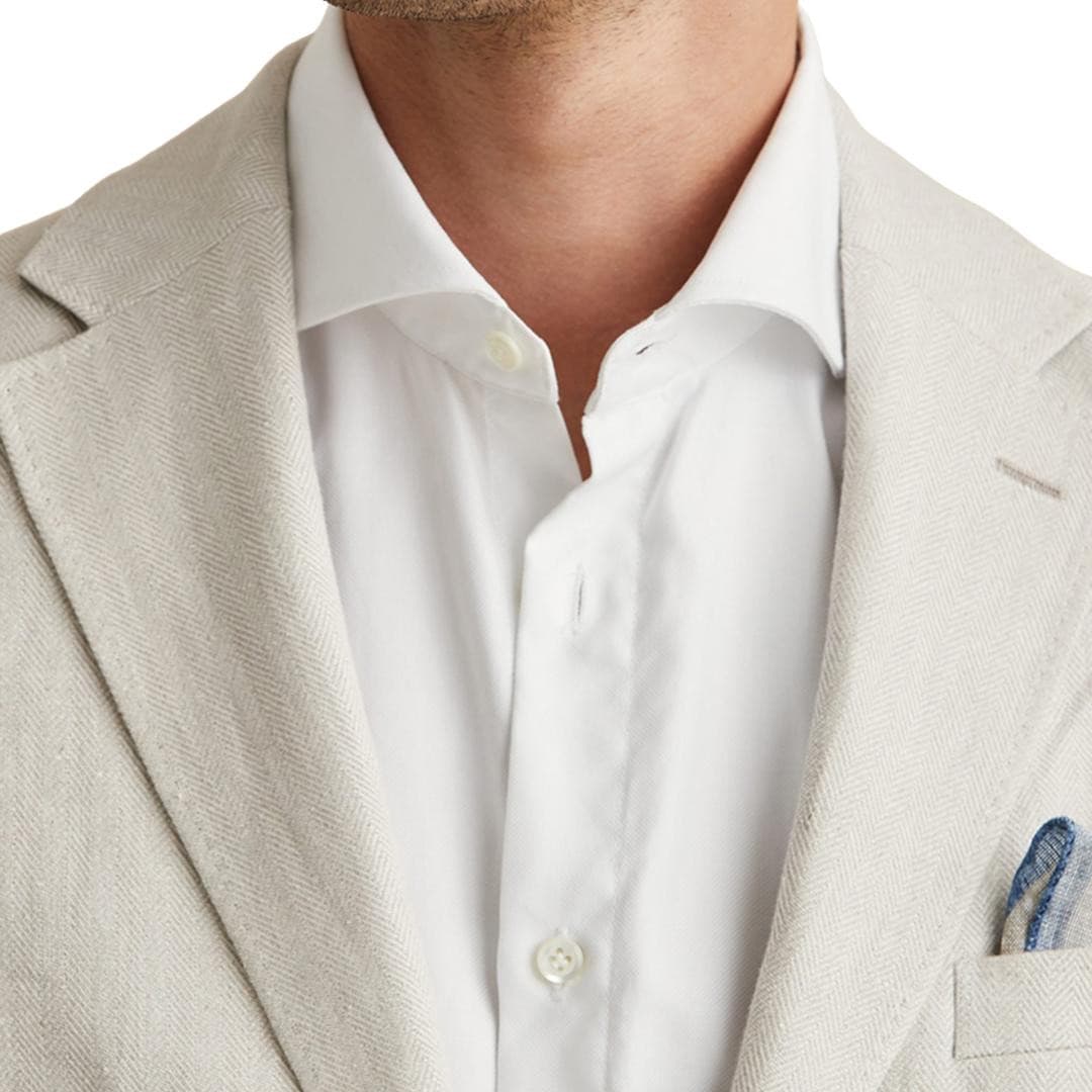 Keith Herringbone Linen Blazer Khaki-Morris Stockholm-Phrase