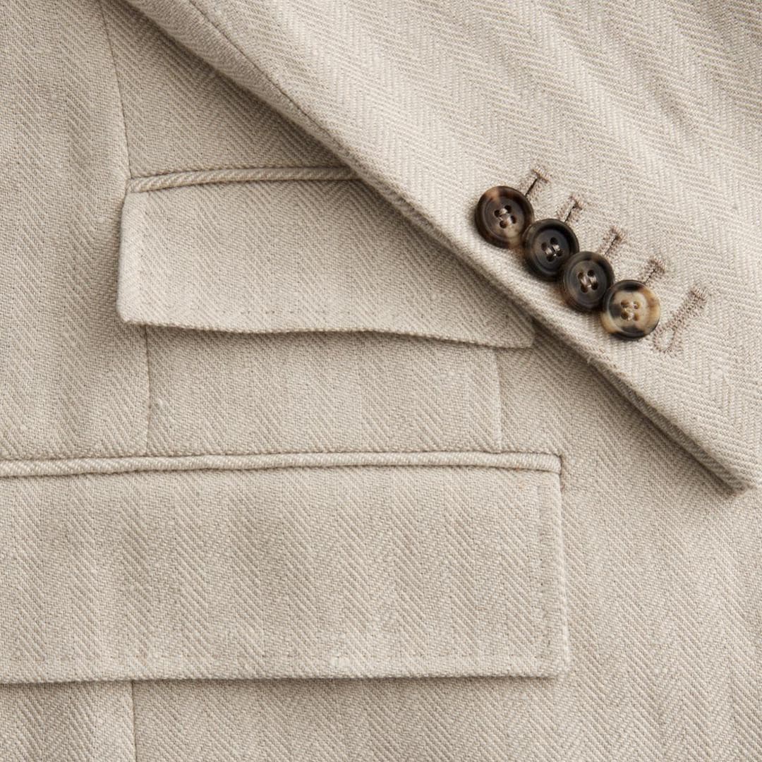 Keith Herringbone Linen Blazer Khaki-Morris Stockholm-Phrase