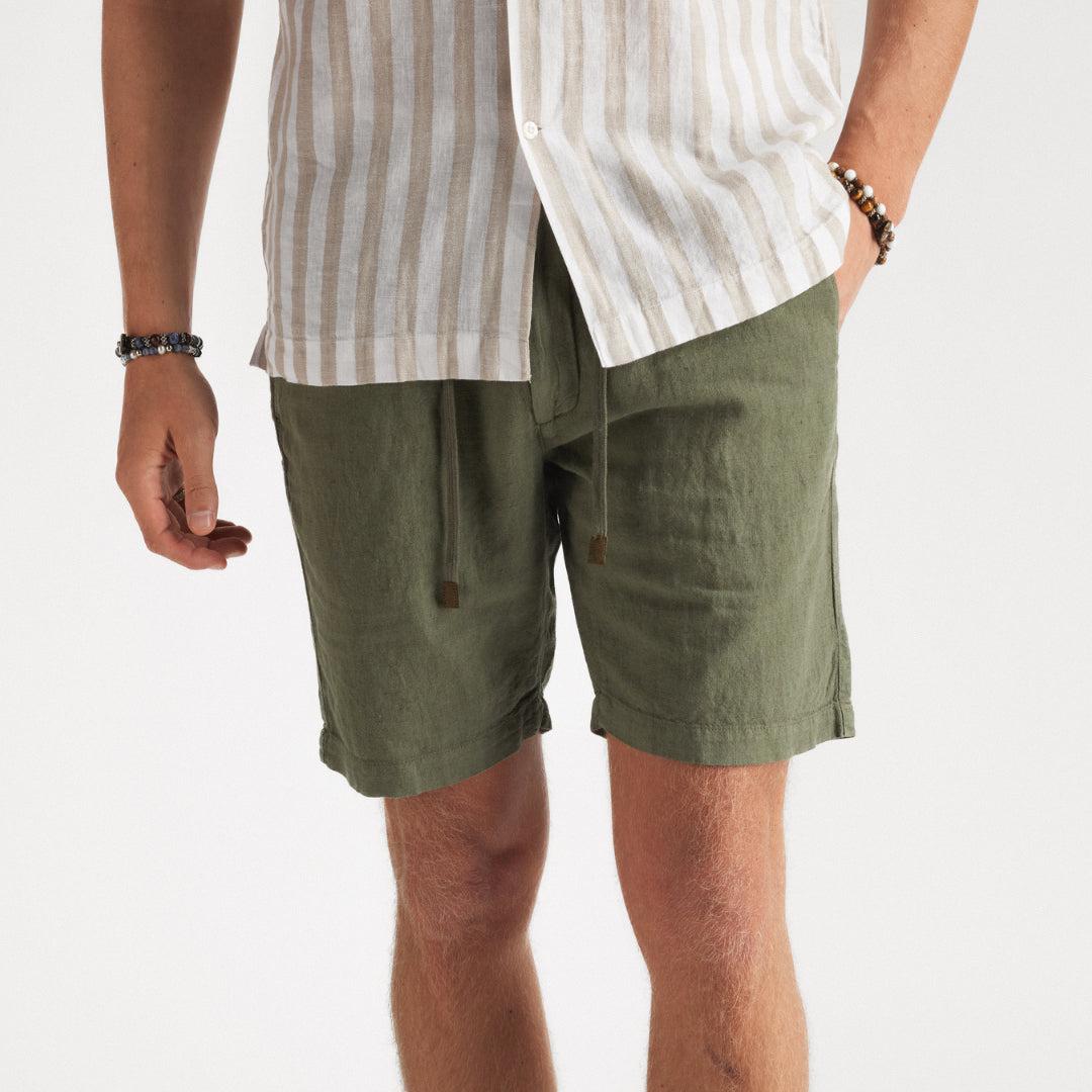 Cotton/Linen Shorts Olive-The Gilli-Phrase