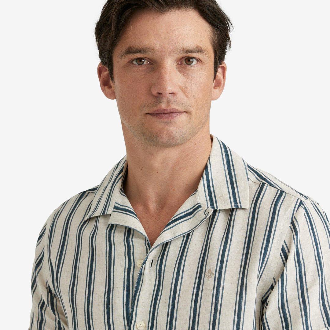 Printed Short Sleeve Shirt Blue-Morris Stockholm-Phrase