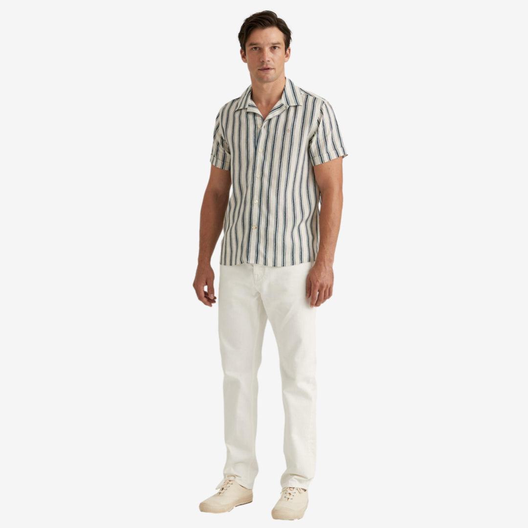Printed Short Sleeve Shirt Blue-Morris Stockholm-Phrase