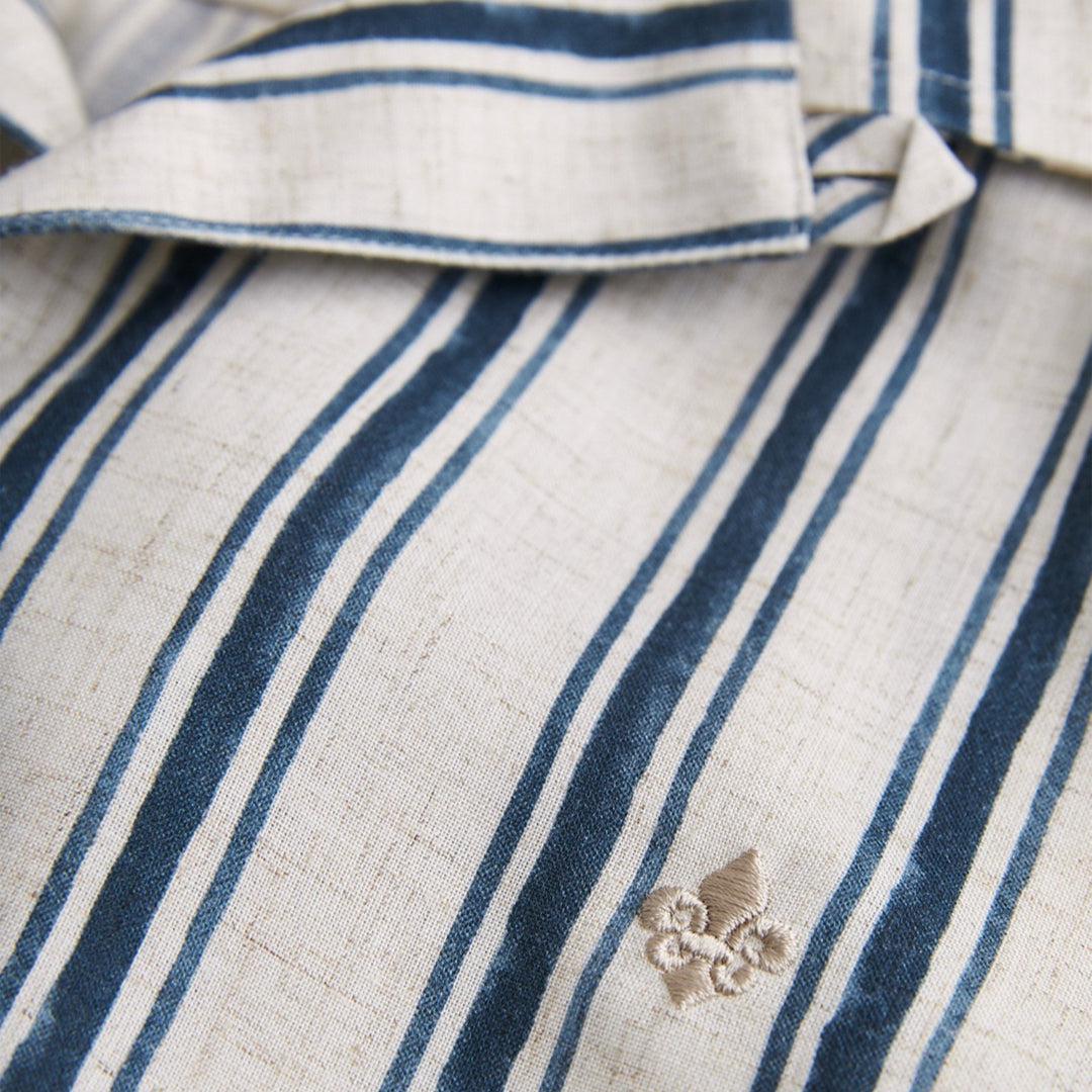 Printed Short Sleeve Shirt Blue-Morris Stockholm-Phrase