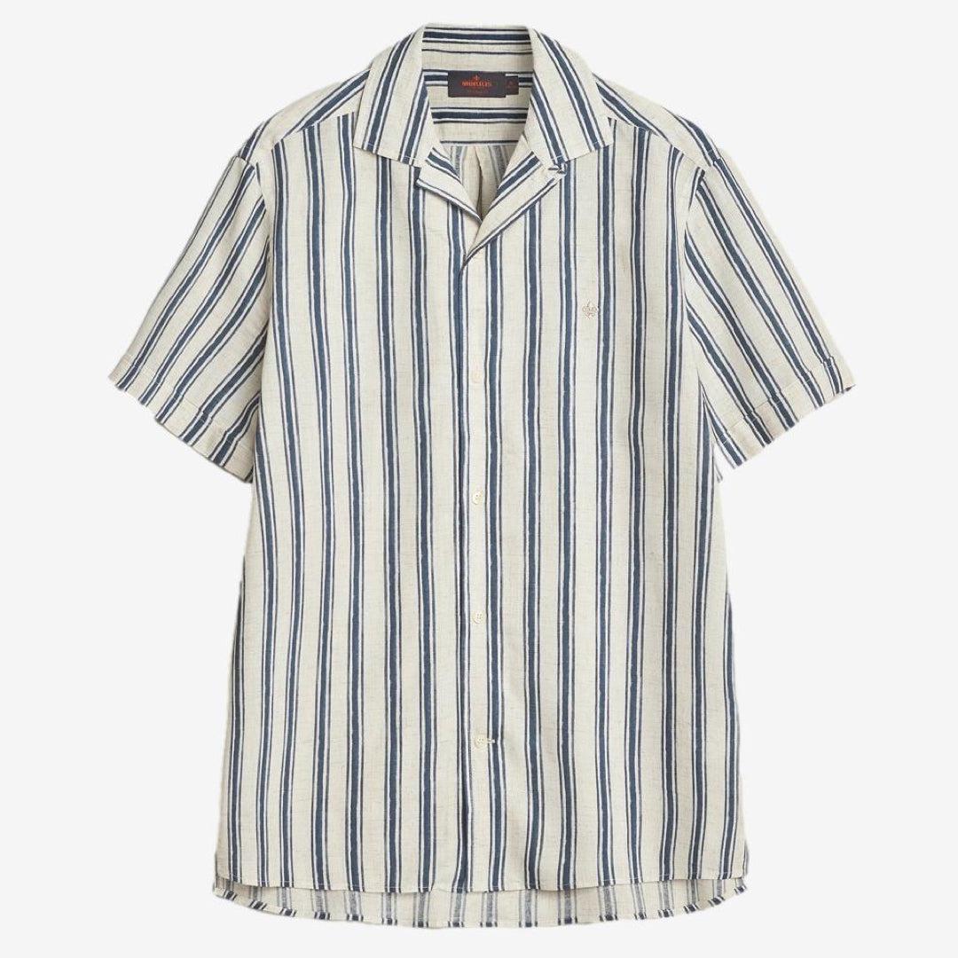 Printed Short Sleeve Shirt Blue-Morris Stockholm-Phrase