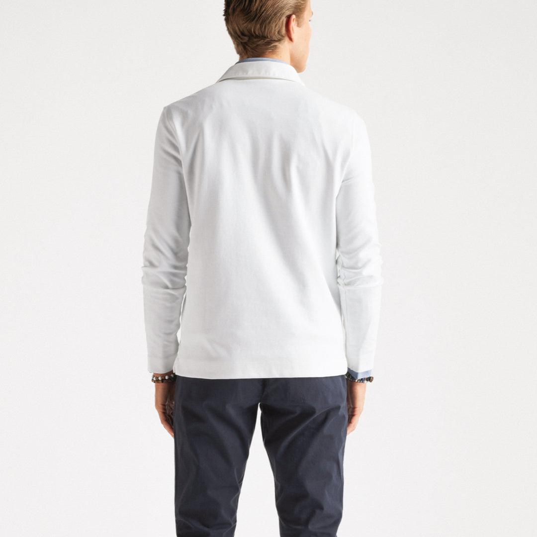 Zip Polo Long Sleeve White-The Gilli-Phrase