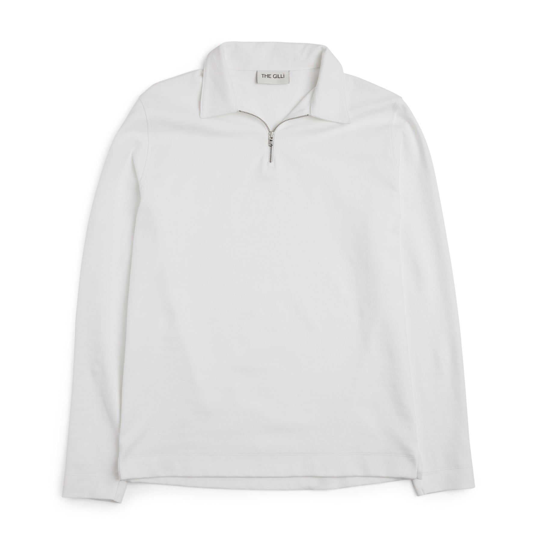 Zip Polo Long Sleeve White-The Gilli-Phrase