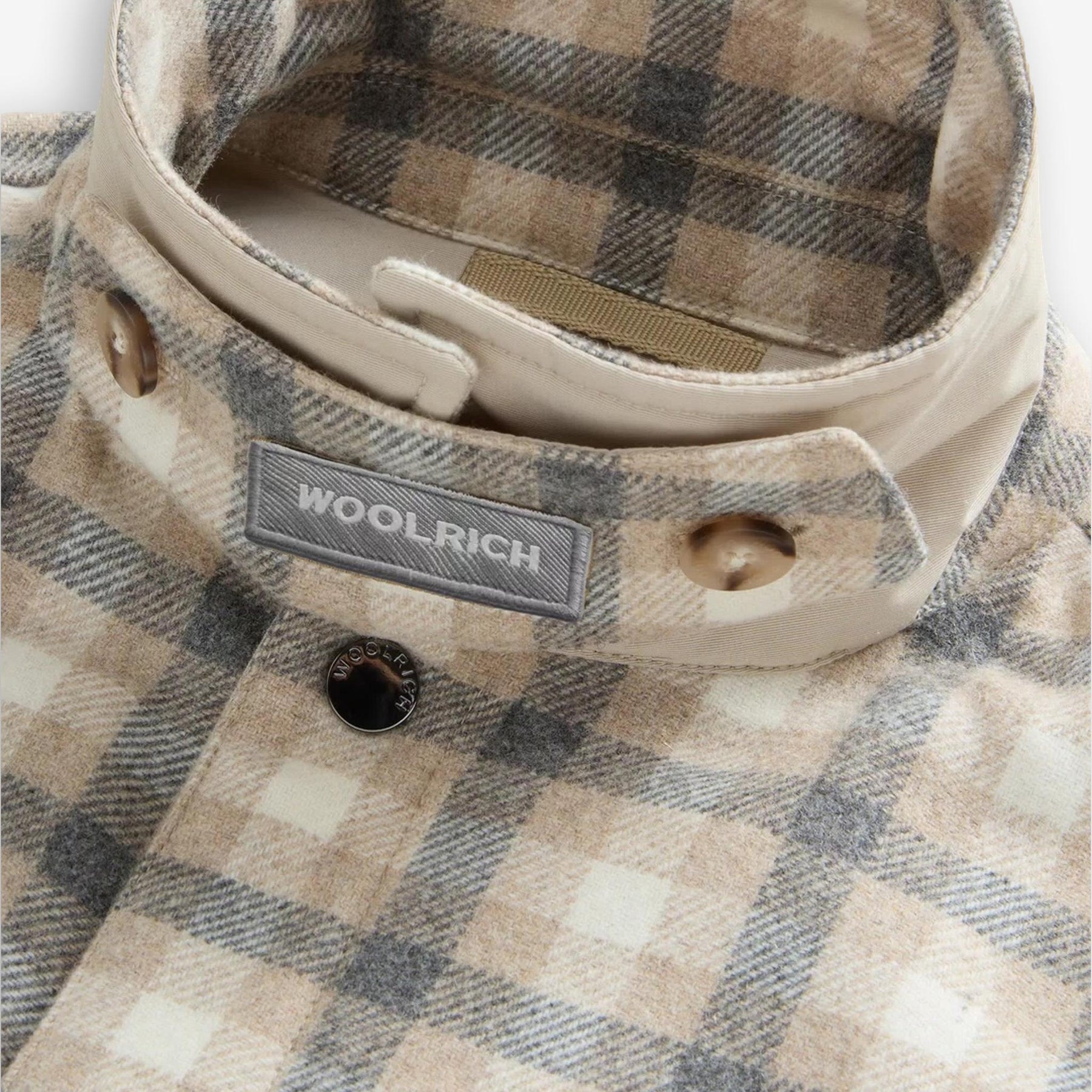 Alaskan Checked Wool Overshirt Beige-Woolrich-Phrase