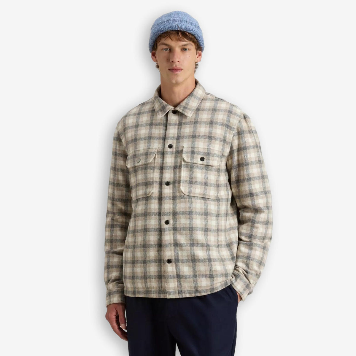 Alaskan Checked Wool Overshirt Beige-Woolrich-Phrase