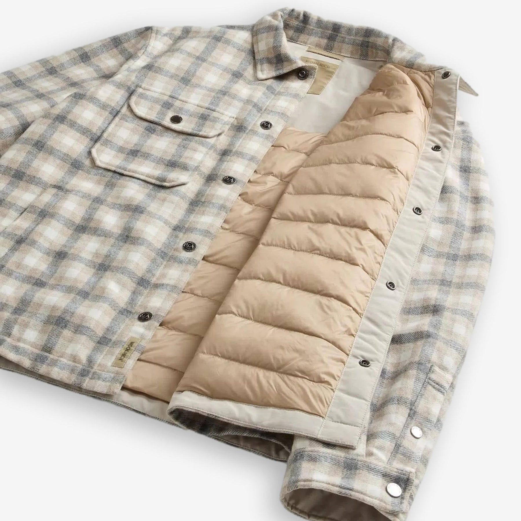 Alaskan Checked Wool Overshirt Beige-Woolrich-Phrase