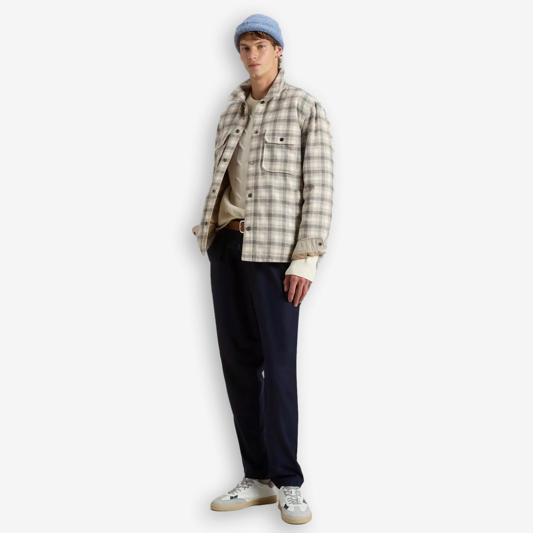 Alaskan Checked Wool Overshirt Beige-Woolrich-Phrase