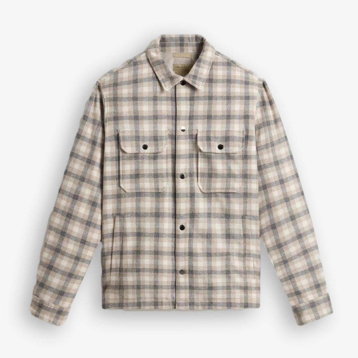 Alaskan Checked Wool Overshirt Beige-Woolrich-Phrase