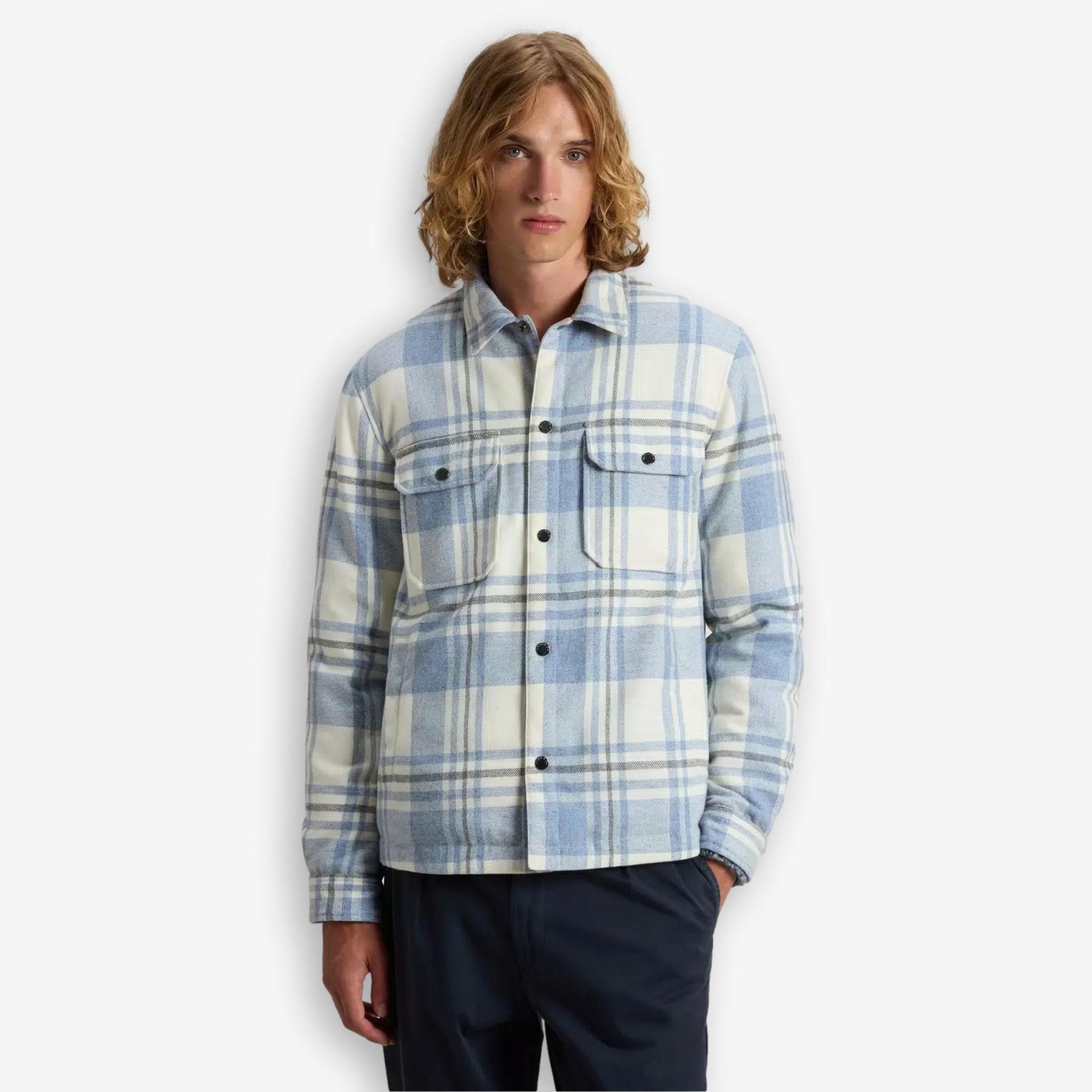 Alaskan Checked Wool Overshirt Blue-Woolrich-Phrase