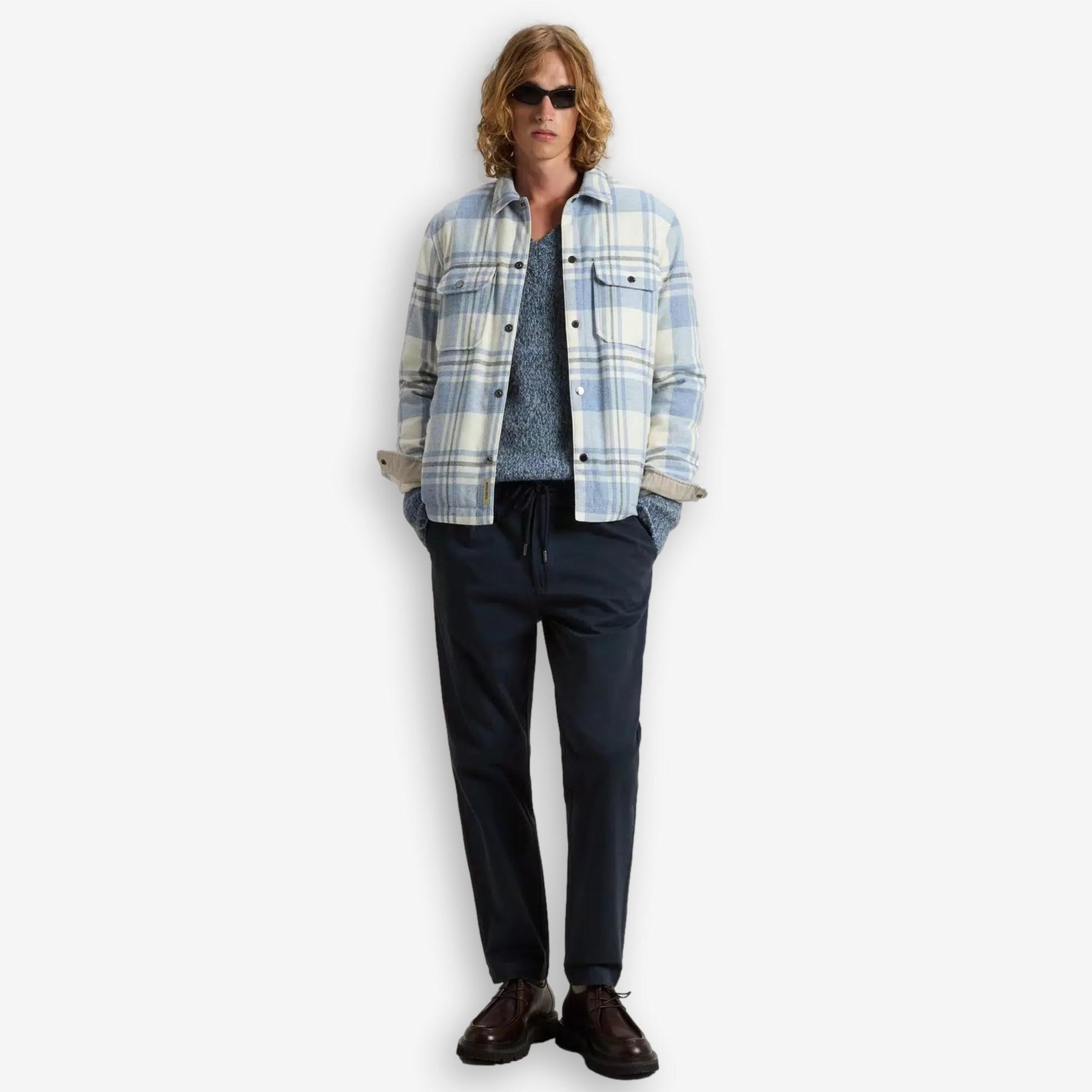 Alaskan Checked Wool Overshirt Blue-Woolrich-Phrase