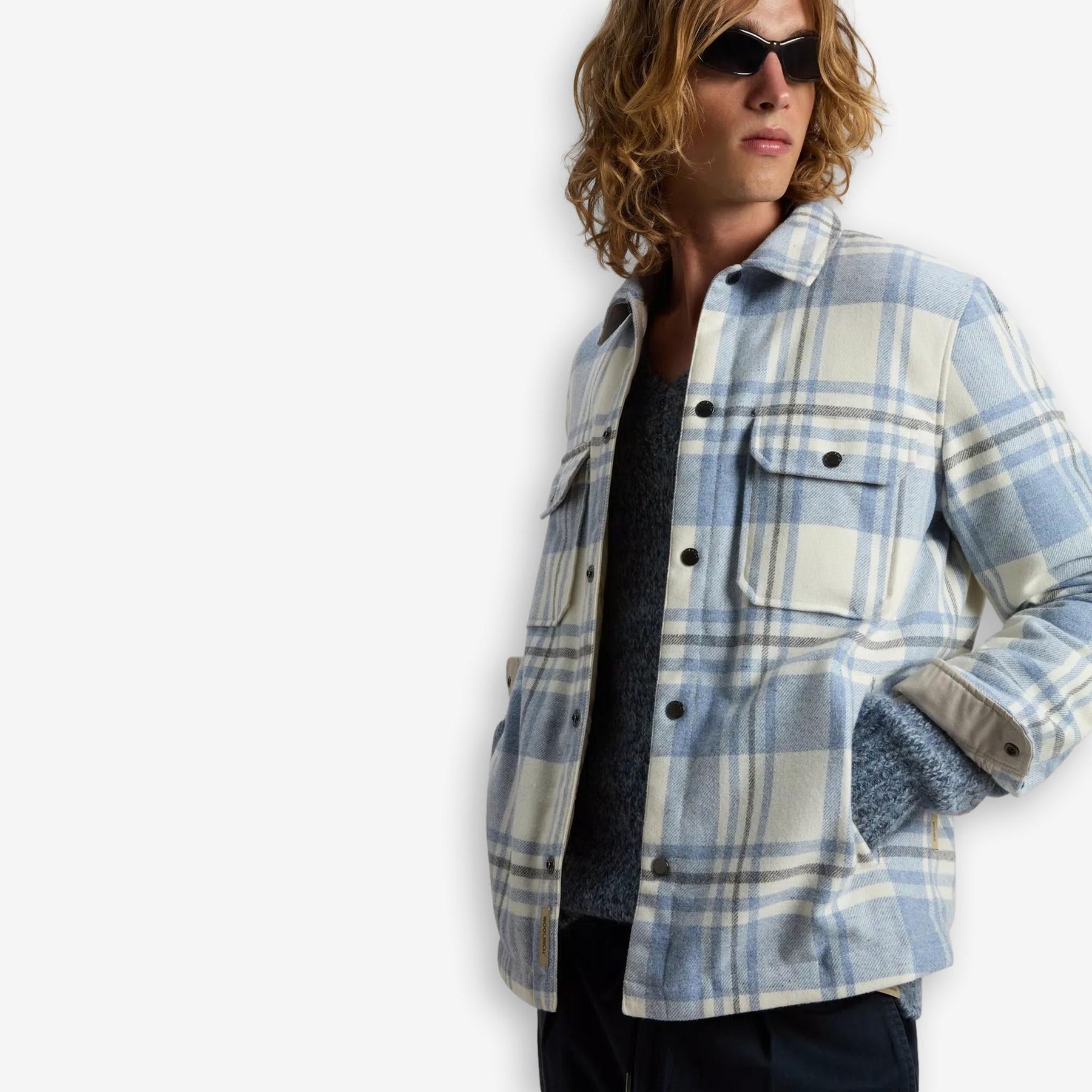 Alaskan Checked Wool Overshirt Blue-Woolrich-Phrase
