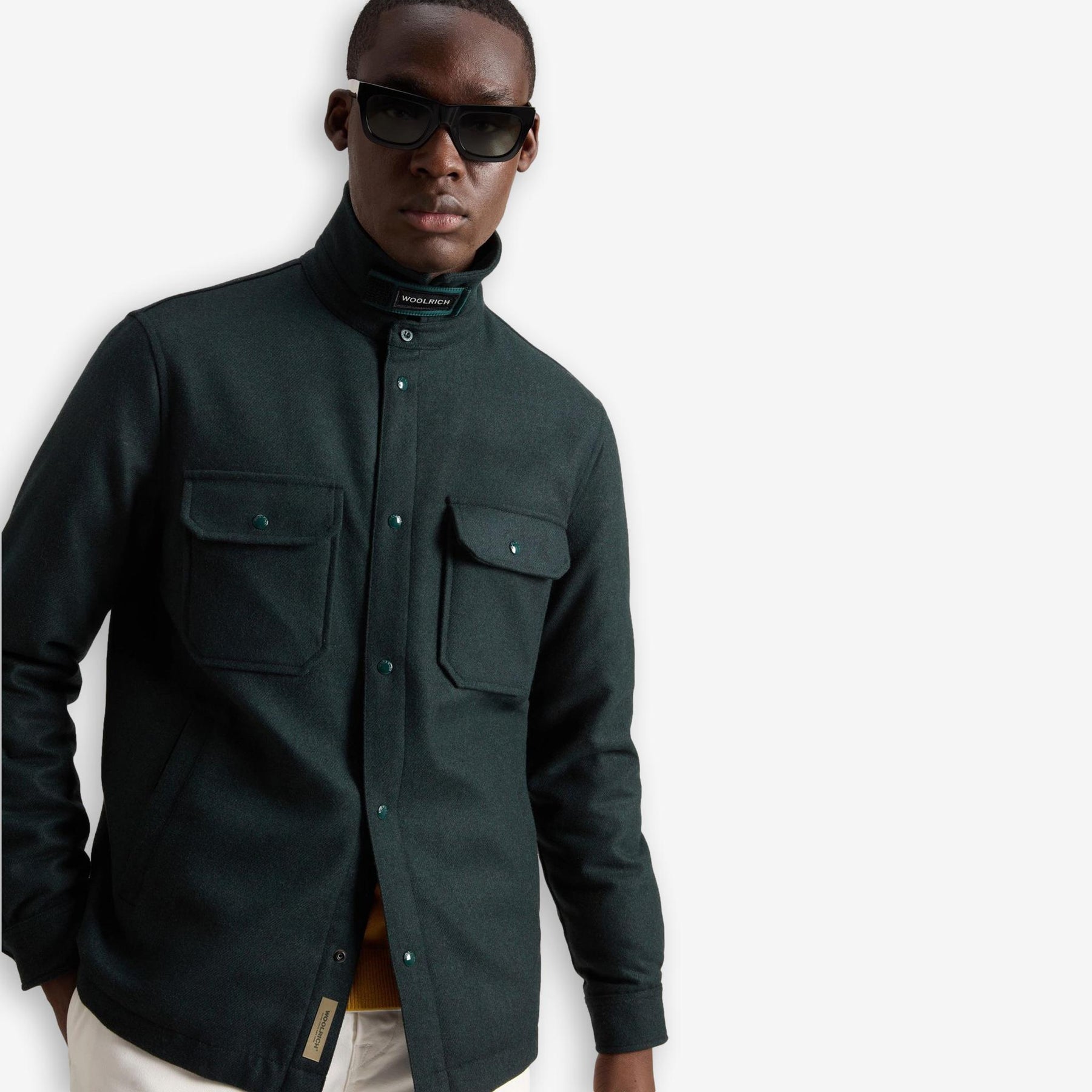 Alaskan Wool Overshirt Pine Green-Woolrich-Phrase