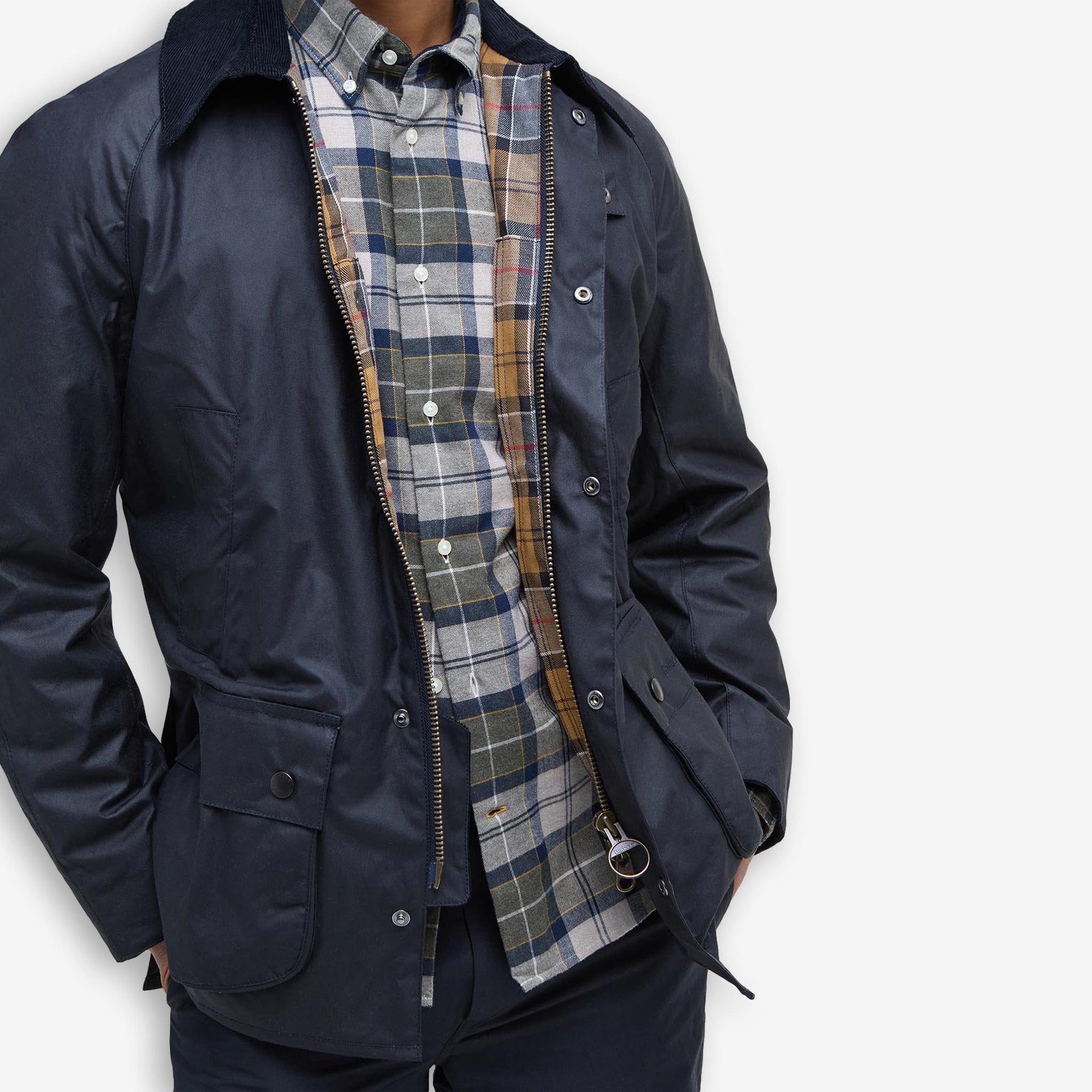 Ashby Wax Jacket Navy-Barbour-Phrase