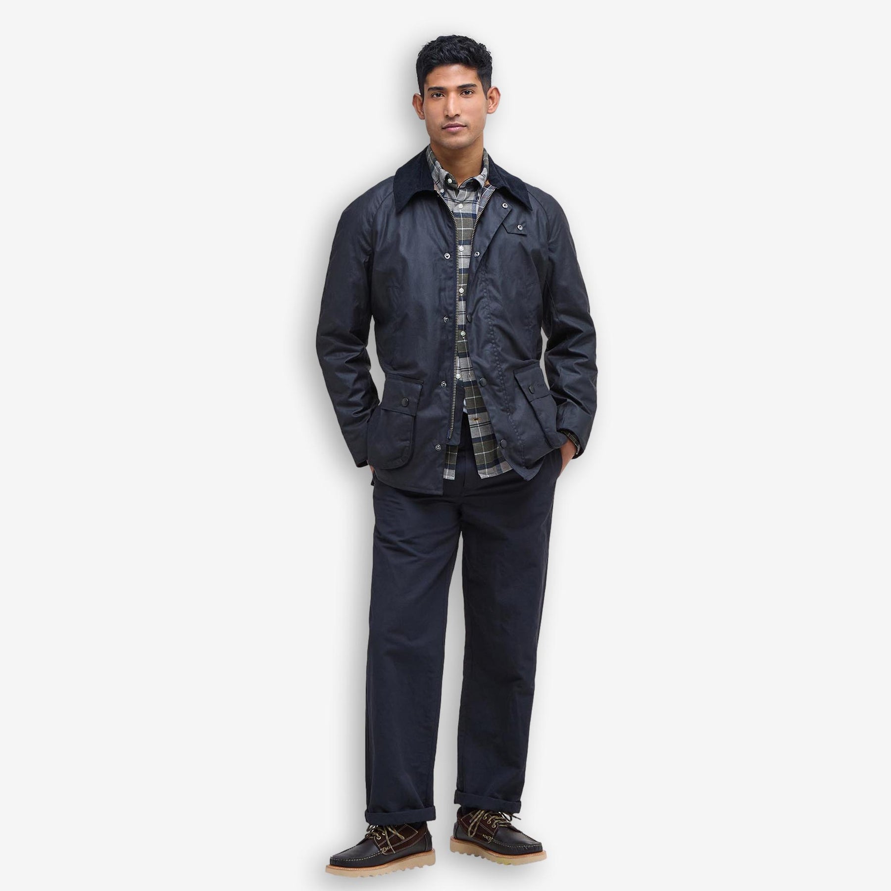 Ashby Wax Jacket Navy-Barbour-Phrase