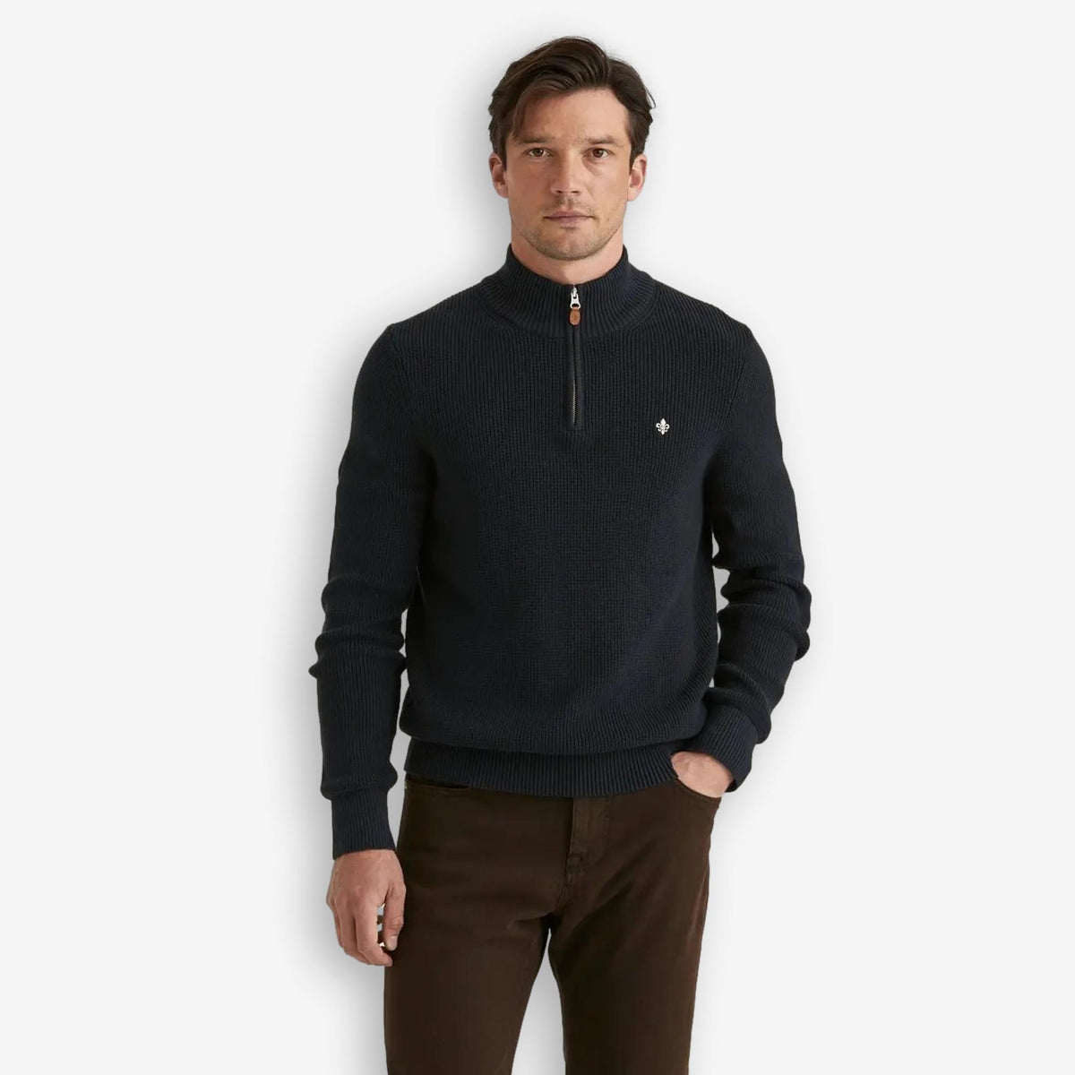 Bernard Cotton Halfzip Blue-Morris Stockholm-Phrase