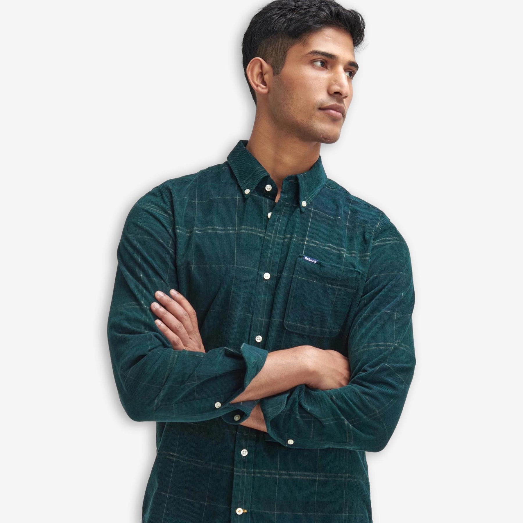 Blair Tailored Tartan Cord Shirt Green