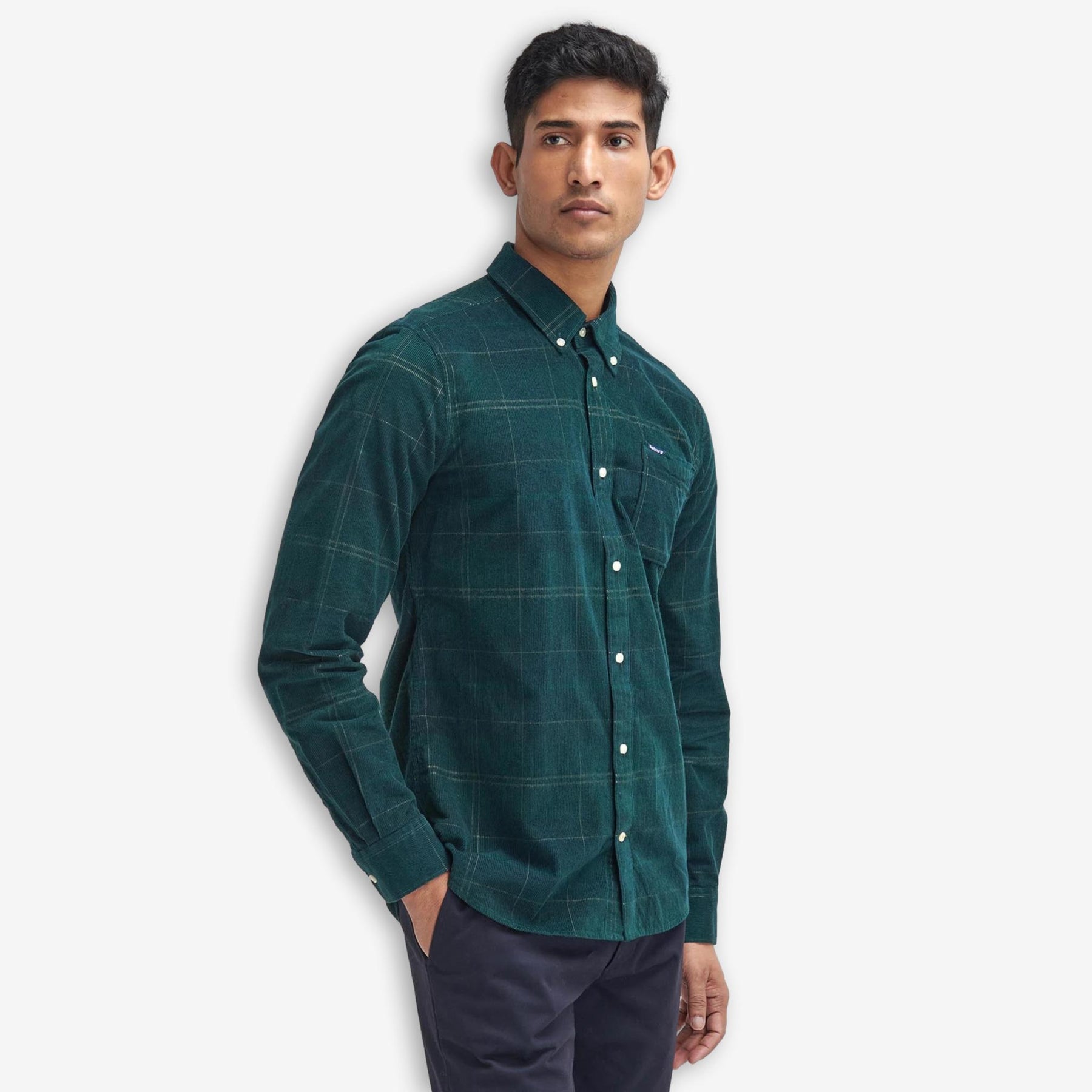 Blair Tailored Tartan Cord Shirt Green