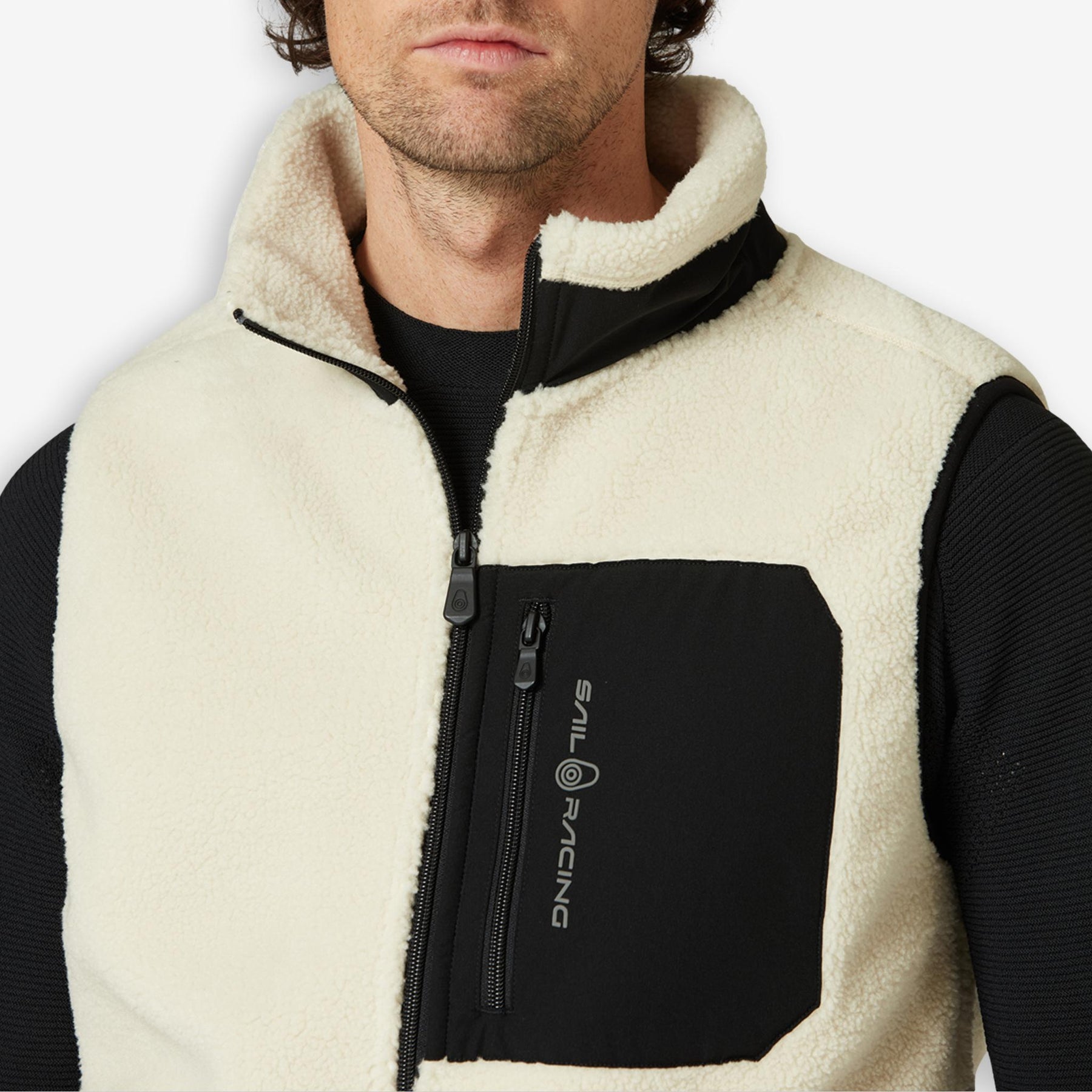 Bowman Pile Zip Vest Ivory