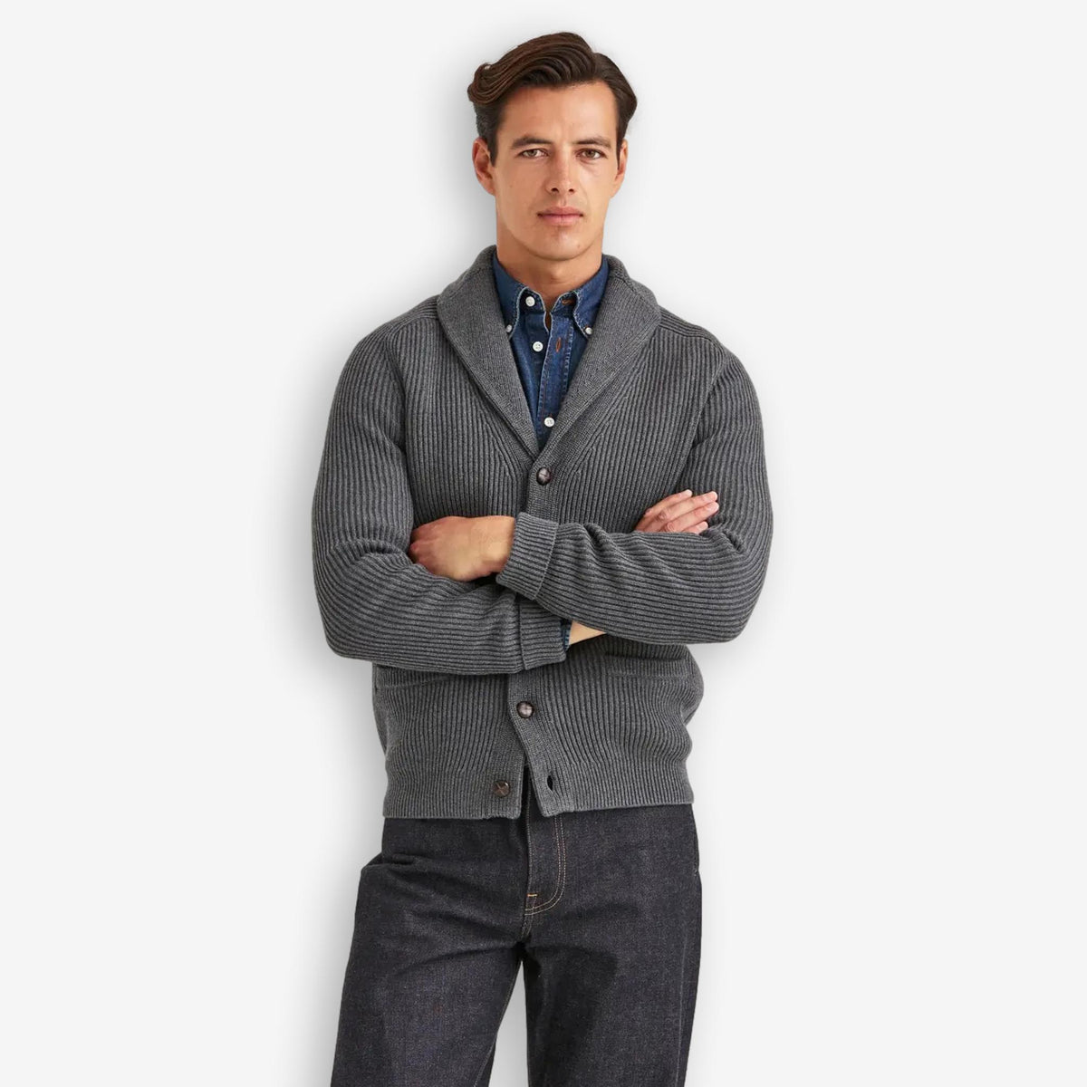Brayden Shawl Cardigan Grey-Morris Stockholm-Phrase