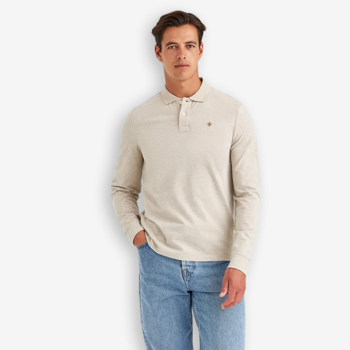 Camden Long Sleeve Polo Khaki-Morris Stockholm-Phrase