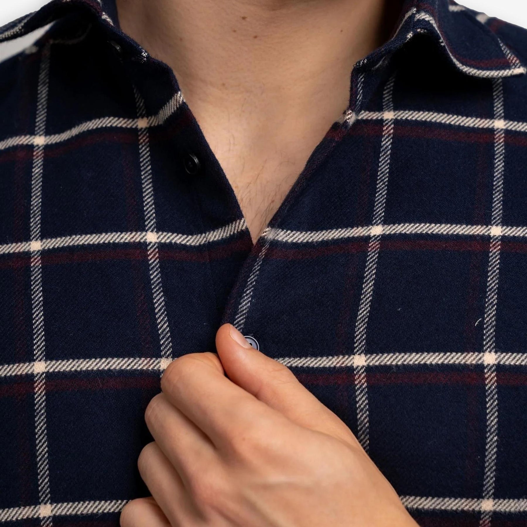 Check Heavy Flannel Shirt Navy