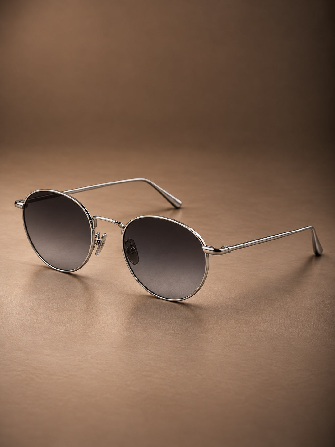 Round Sunglasses Silver Grey Gradient