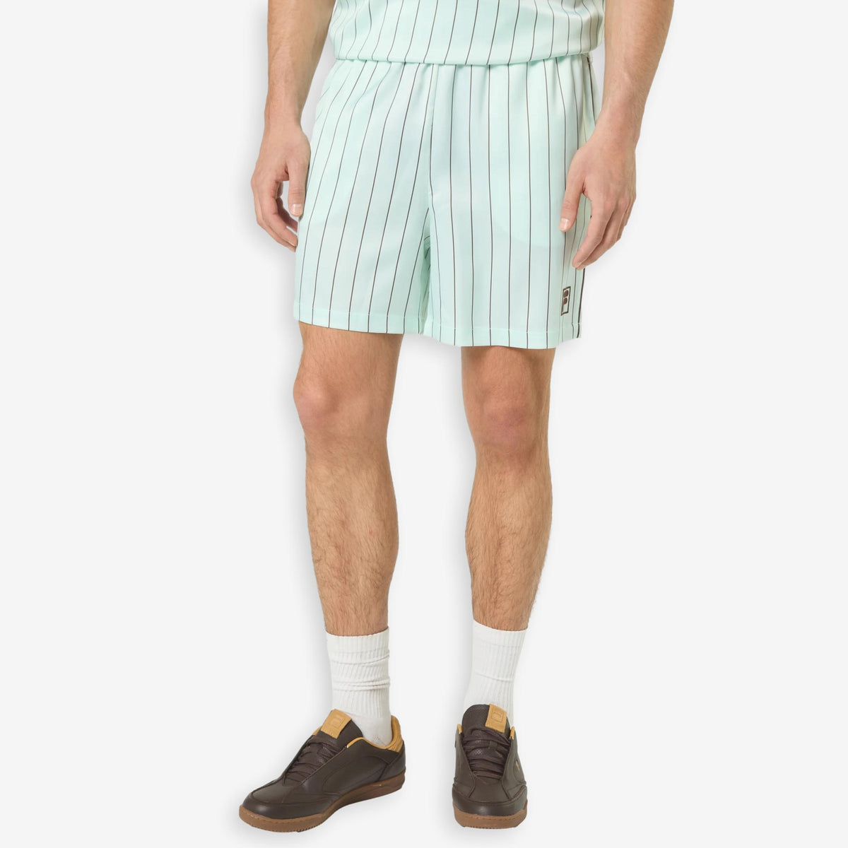 Coverciano Pinstriped Satin Shorts Green