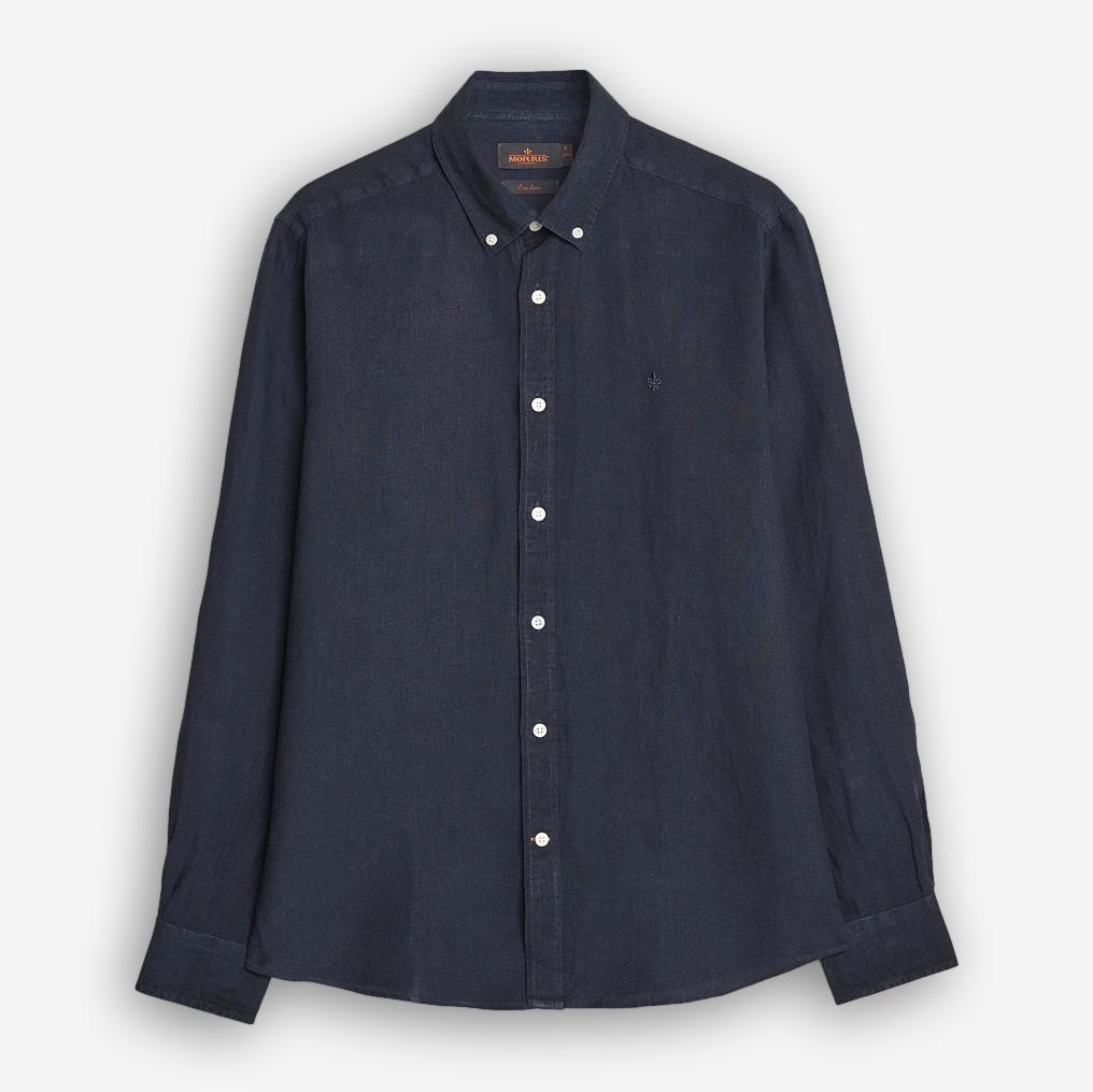 Douglas Linen Shirt Navy-Morris Stockholm-Phrase