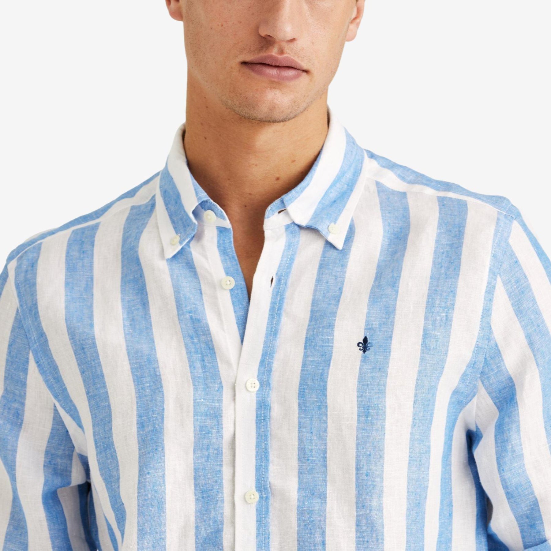 Douglas Striped Linen Shirt Blue