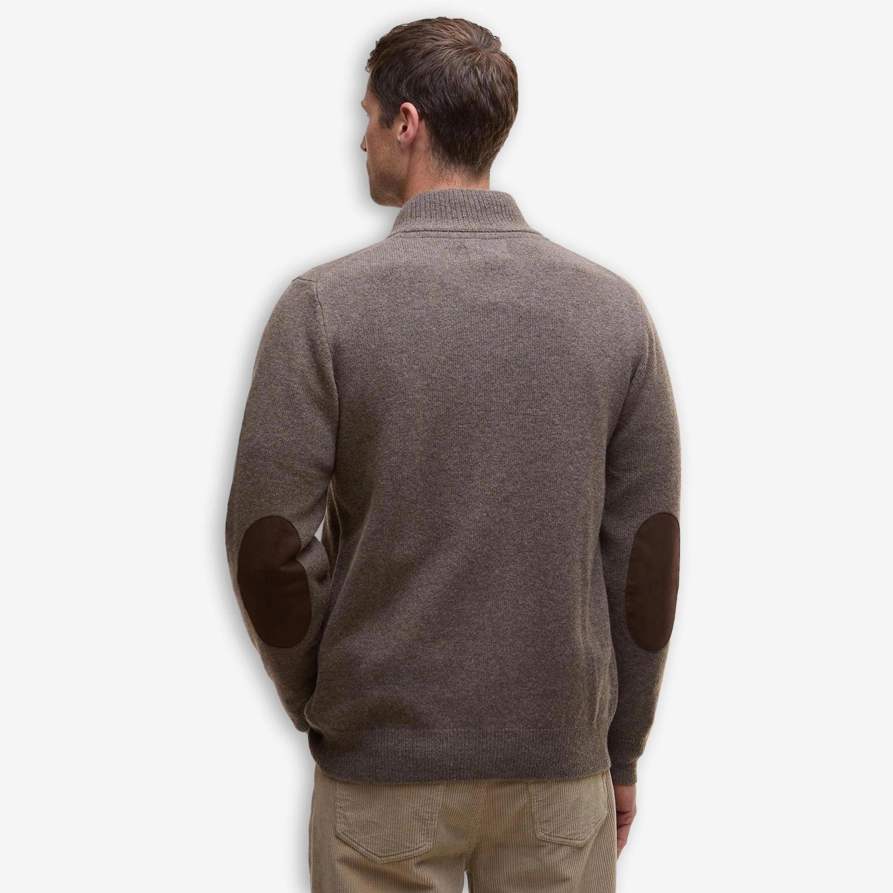 Essential Patch Zip Through Cardigan Brown