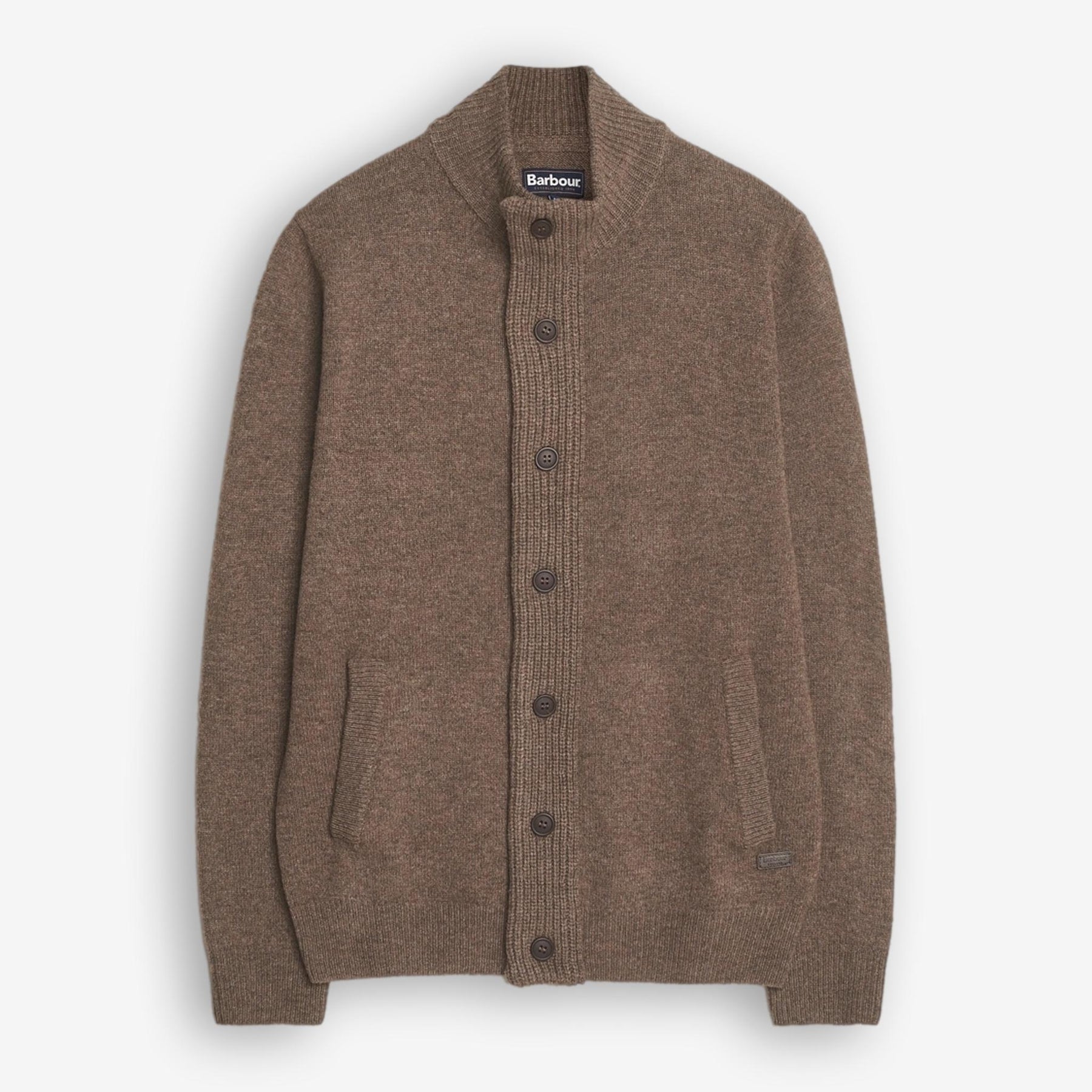 Essential Patch Zip Through Cardigan Brown