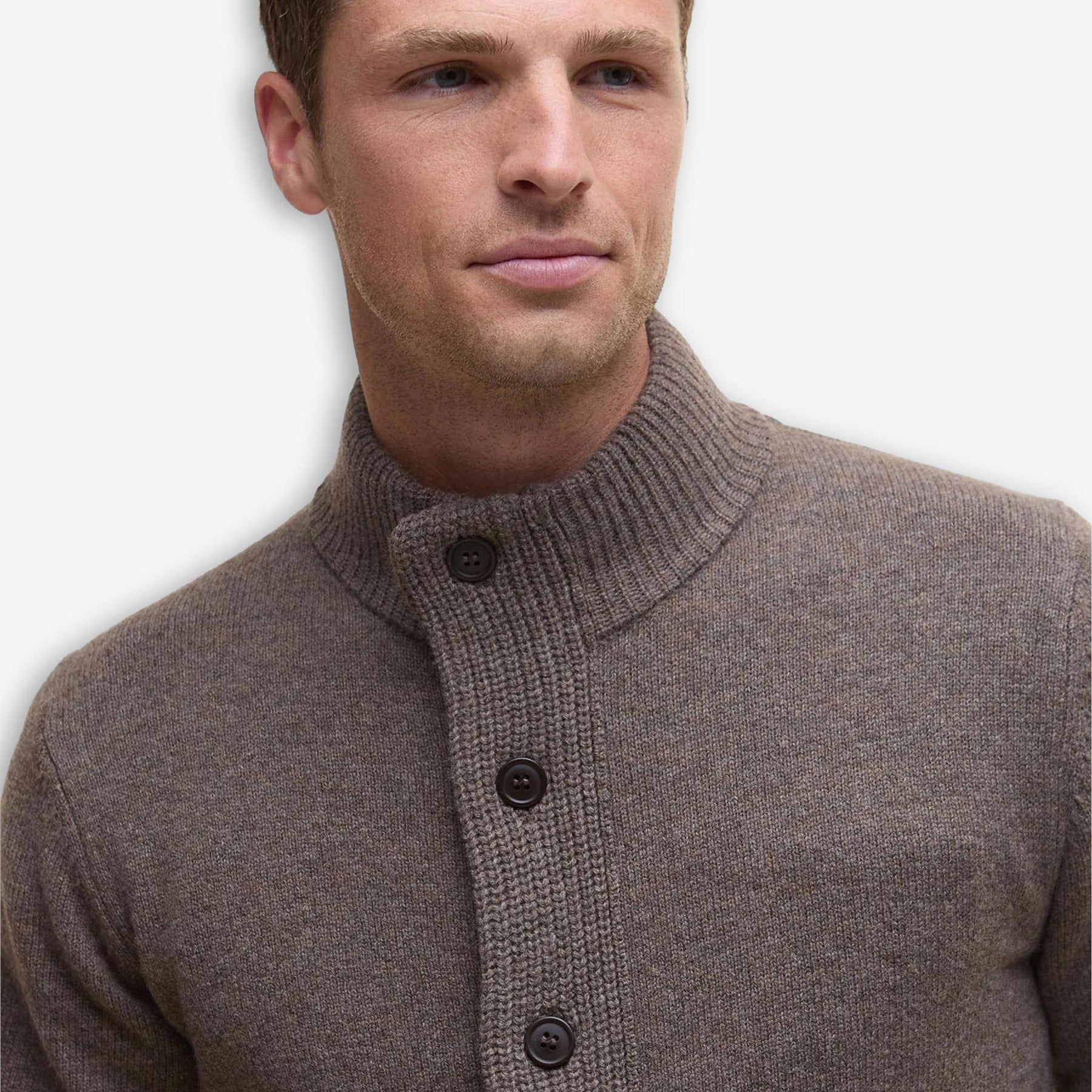 Essential Patch Zip Through Cardigan Brown