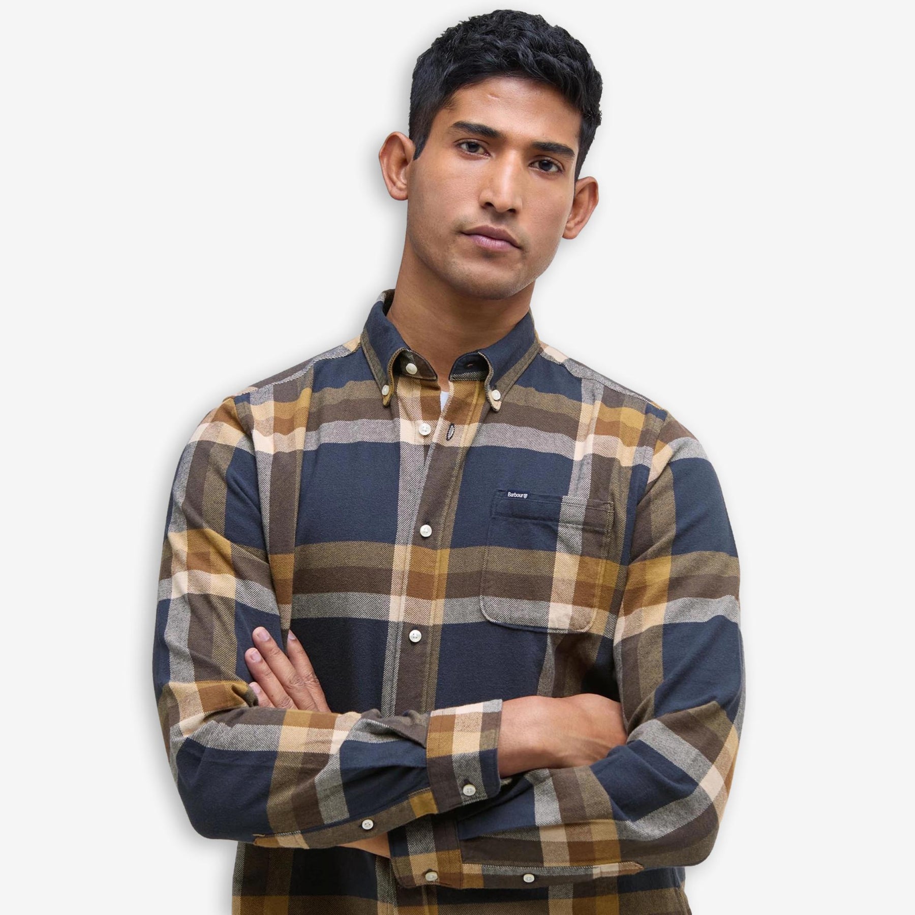 Folley Tailored Checked Shirt Navy-Barbour-Phrase