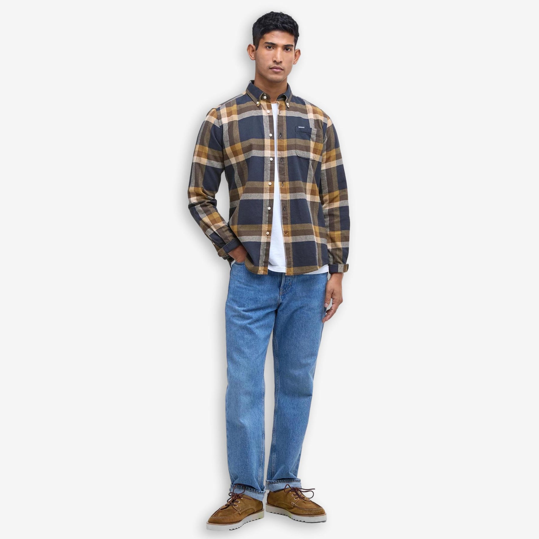 Folley Tailored Checked Shirt Navy-Barbour-Phrase