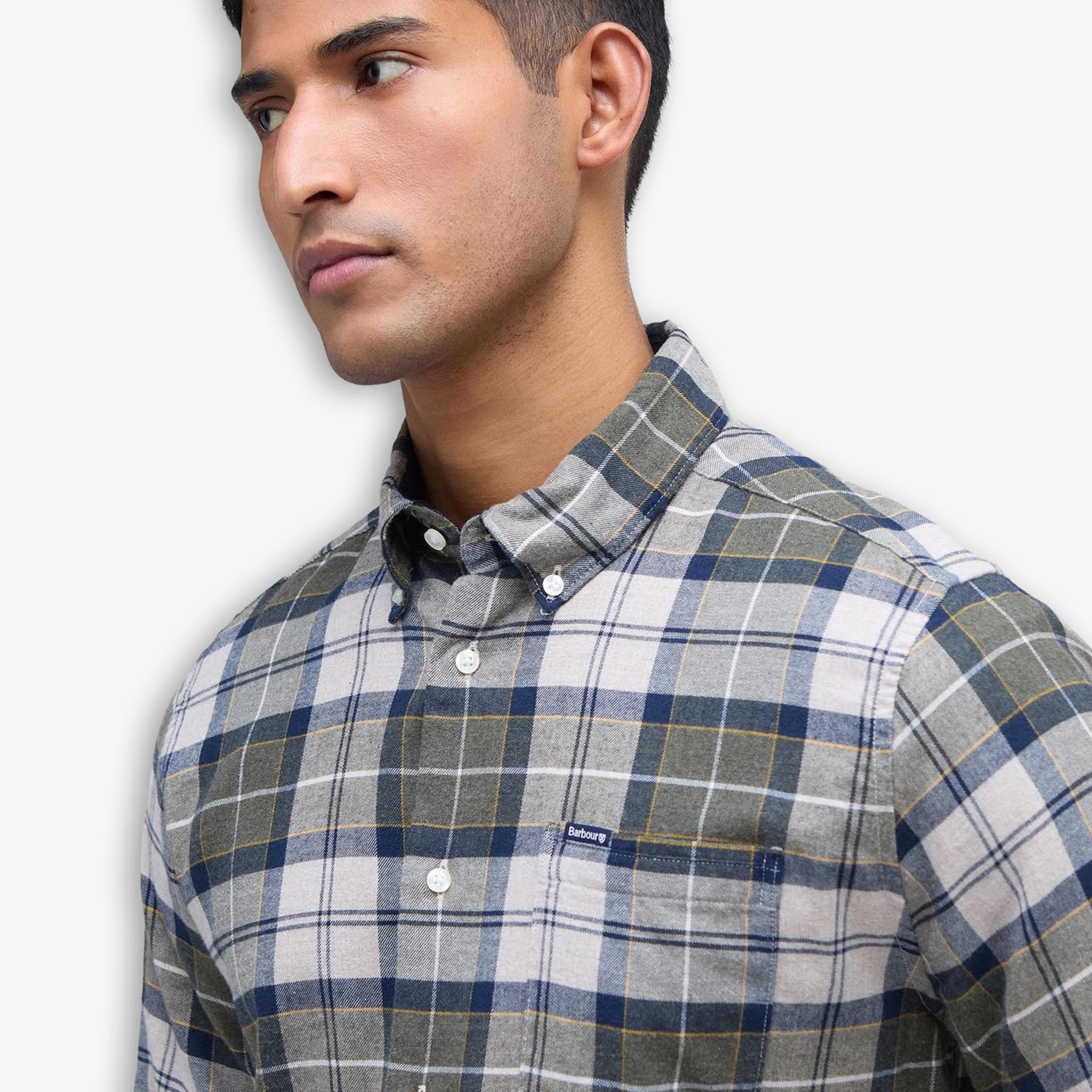 Fortrose Tailored Tartan Flannel Shirt Forest Mist
