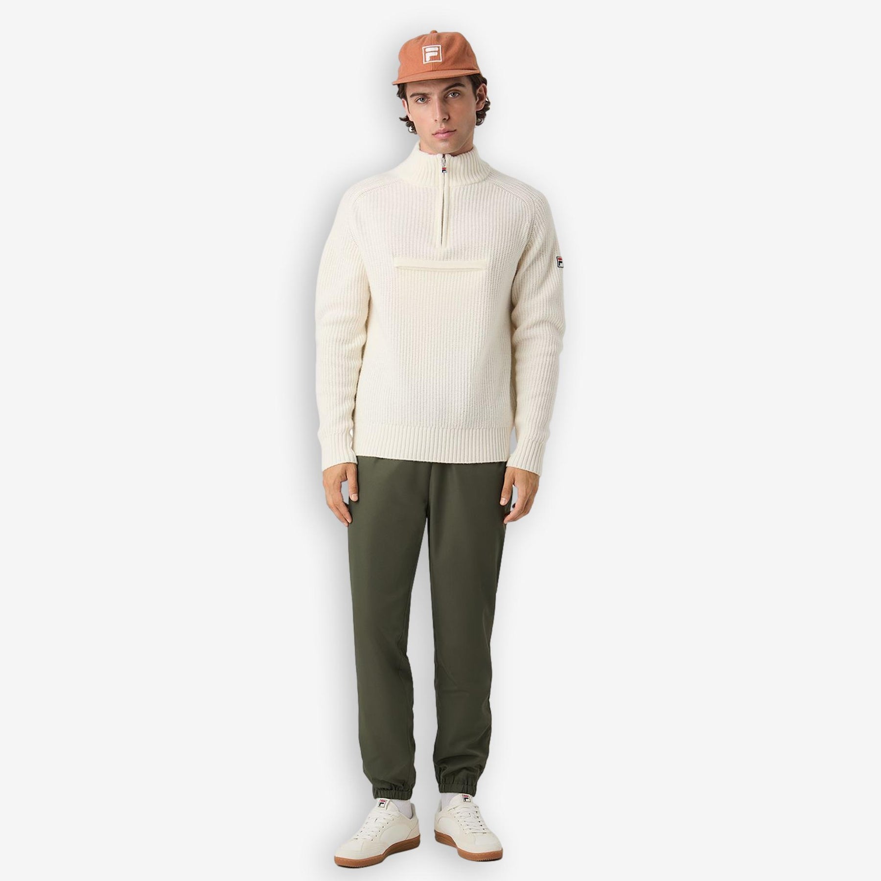 Giovanni Relaxed Half Zip Knit Sailing Sweater Offwhite