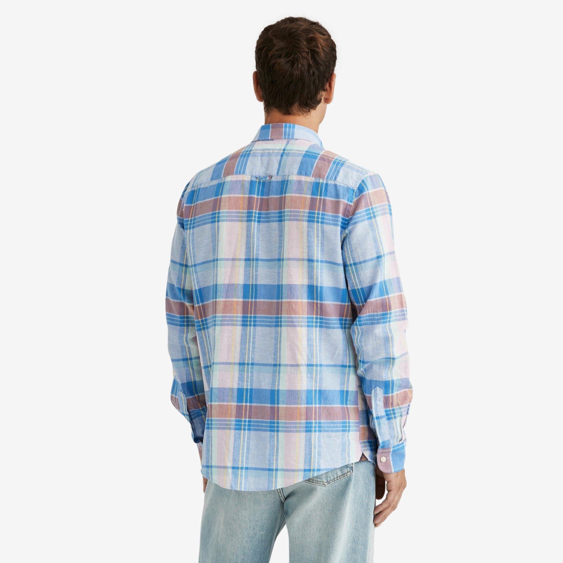 Happy Linen Check Shirt Blue