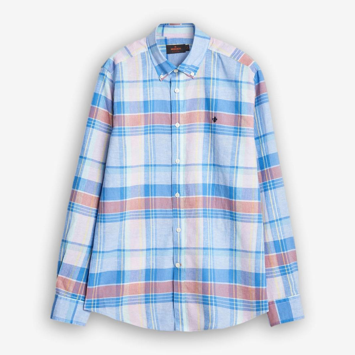Happy Linen Check Shirt Blue-Morris Stockholm-Phrase