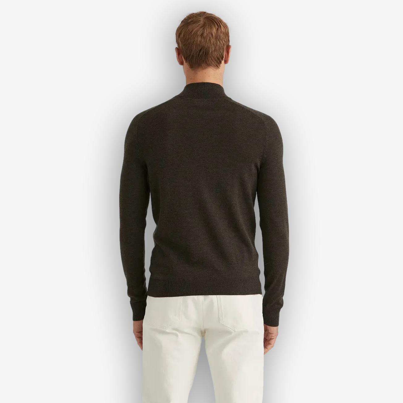 John Merino Half Zip Dark Brown