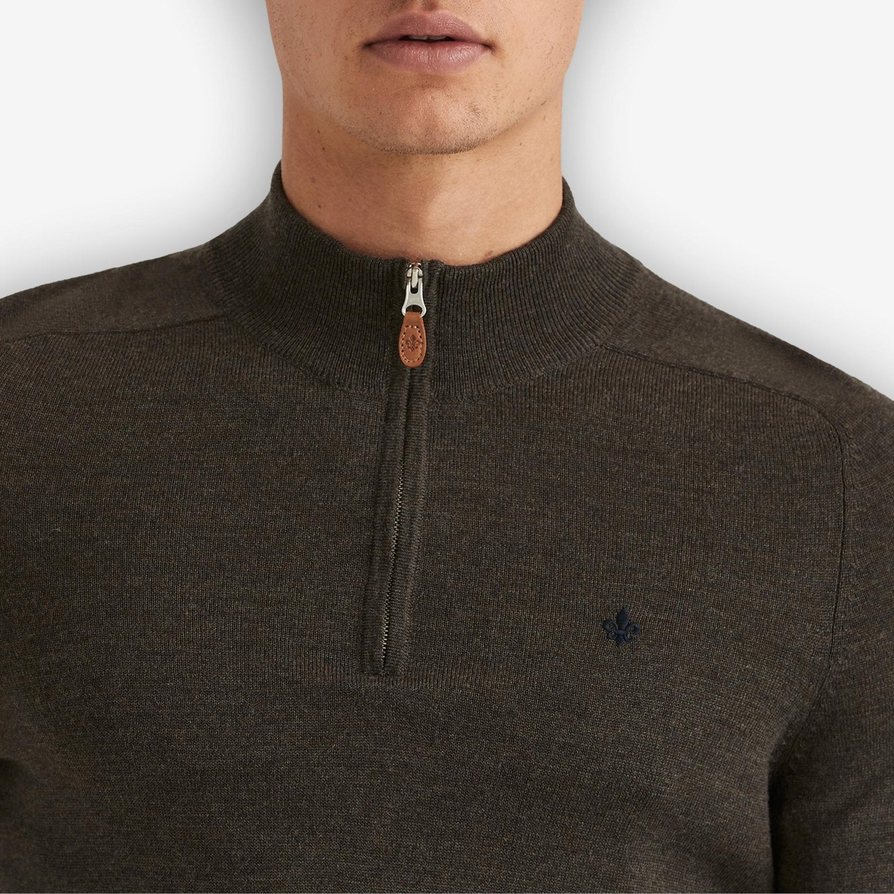 John Merino Half Zip Dark Brown