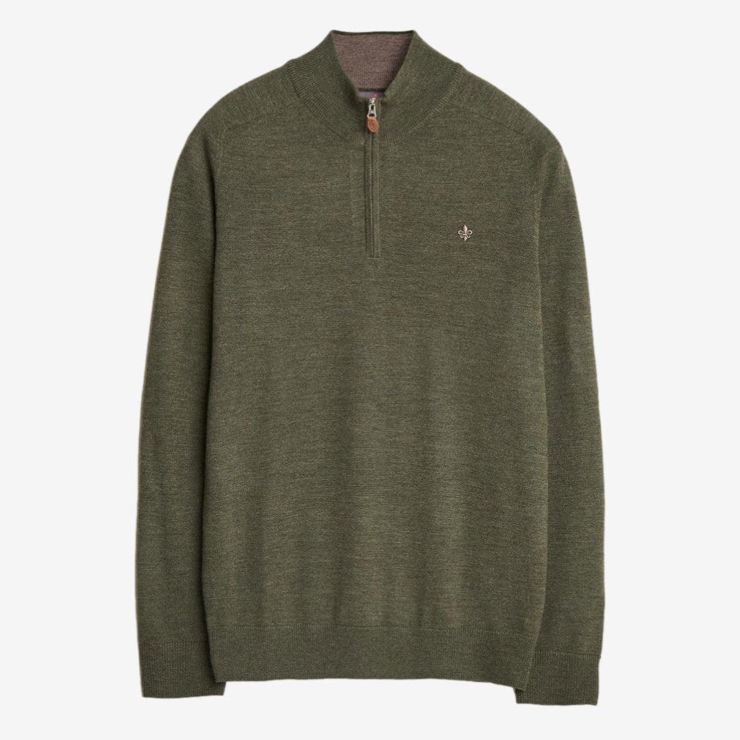 John Merino Half Zip Olive-Morris Stockholm-Phrase