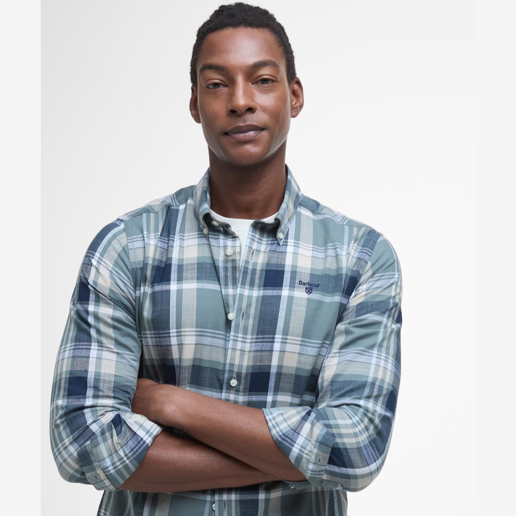 Kidd Tailored Checked Cotton Shirt Green-Barbour-Phrase