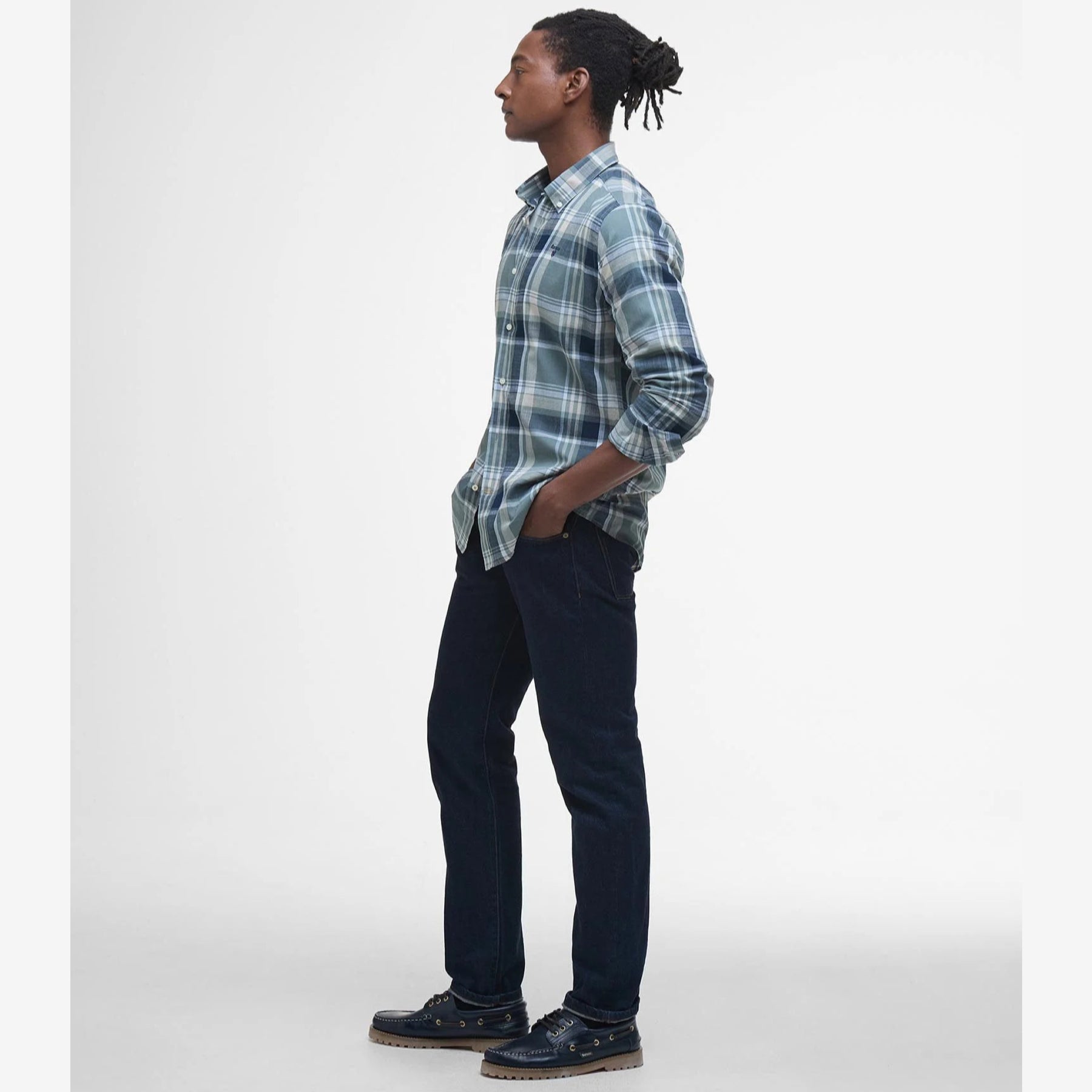 Kidd Tailored Checked Cotton Shirt Green-Barbour-Phrase