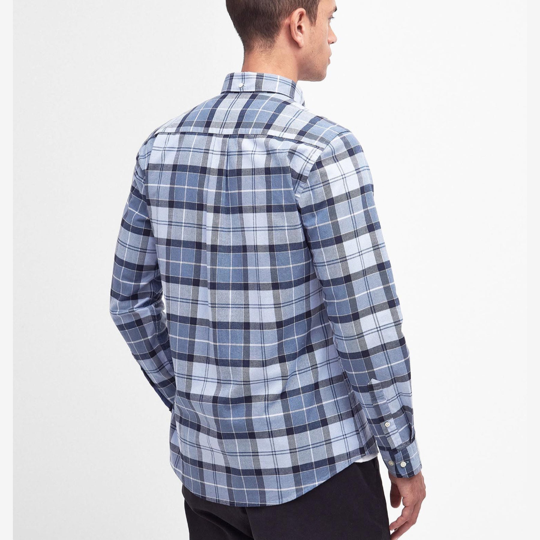 Lewis Tailored Checked Cotton Shirt Blue-Barbour-Phrase